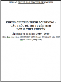 CẤU TRÚC CHƯƠNG TRÌNH 10 CHUYÊN NĂM HỌC 2019-2020